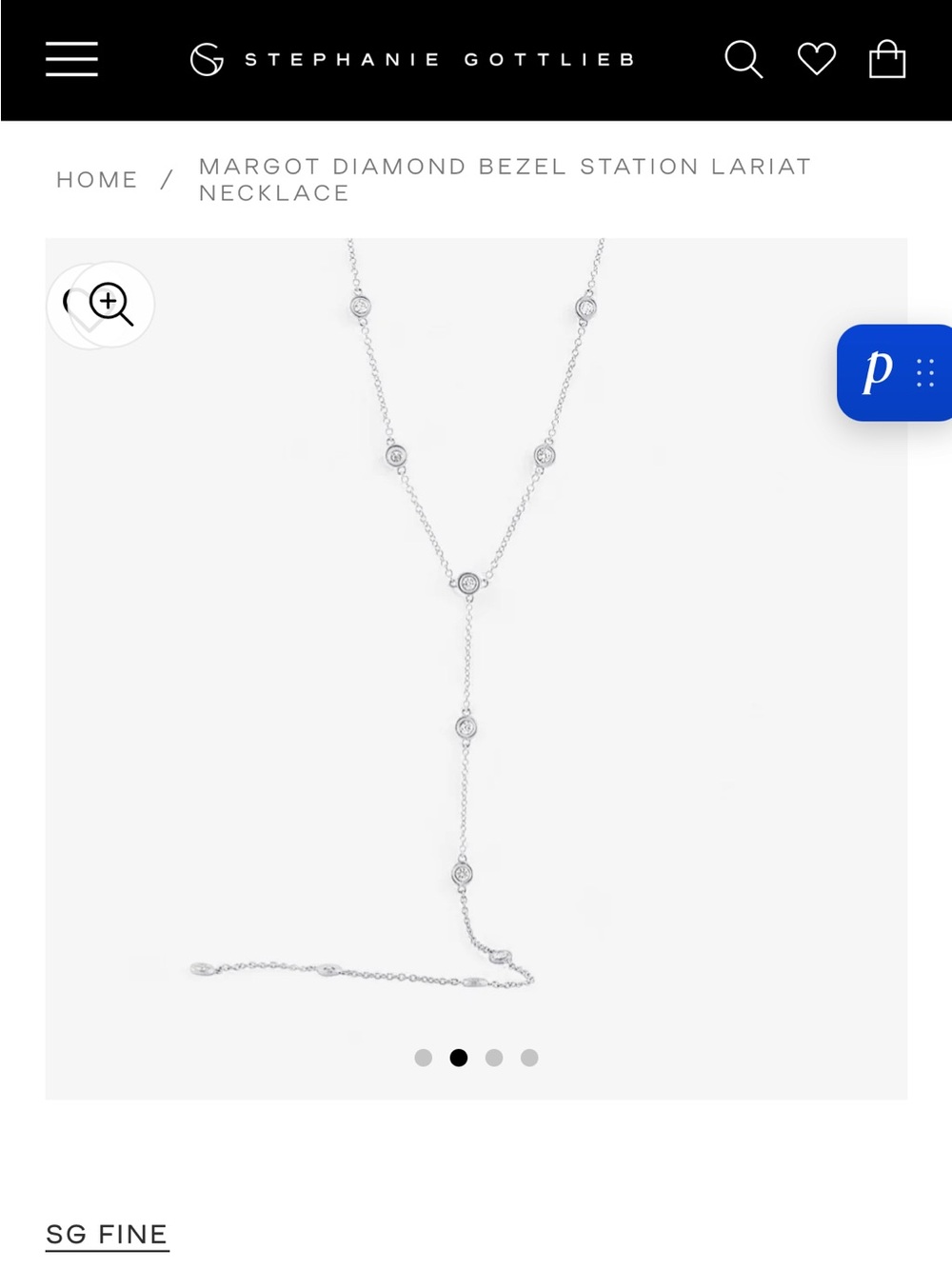 Stephanie Gottlieb Margot Diamond Bezel Lariat Necklace - White Gold